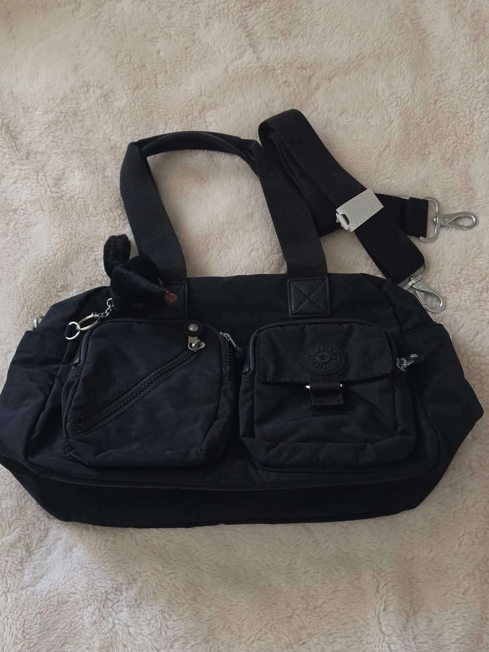 Kipling Defea Shoulder Bag Black Tonal Crossbody Strap Handbag - Picture 2 of 5